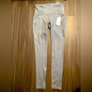 Xersion Womens high rise fitted Gray Geometric Pattern full length Leggings - S